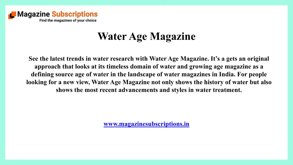 water age magazine