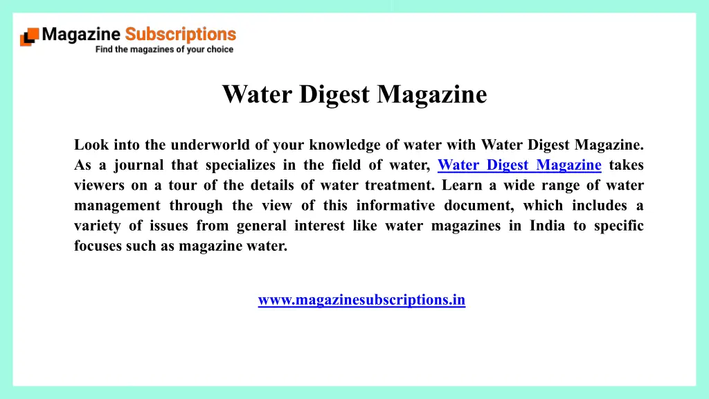 water digest magazine