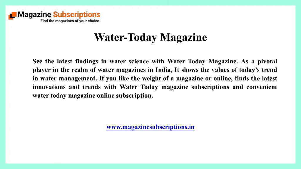 water today magazine