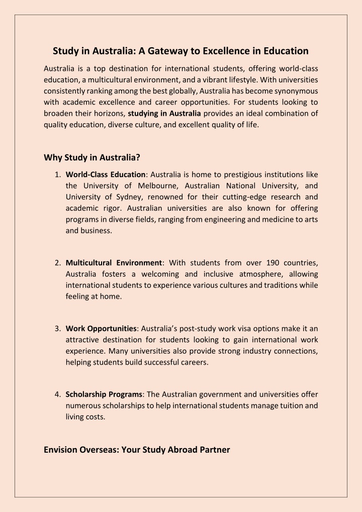 study in australia a gateway to excellence