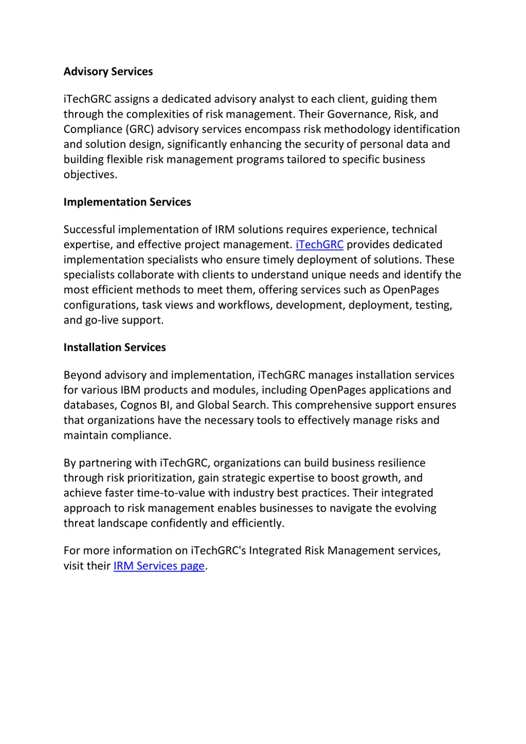 advisory services