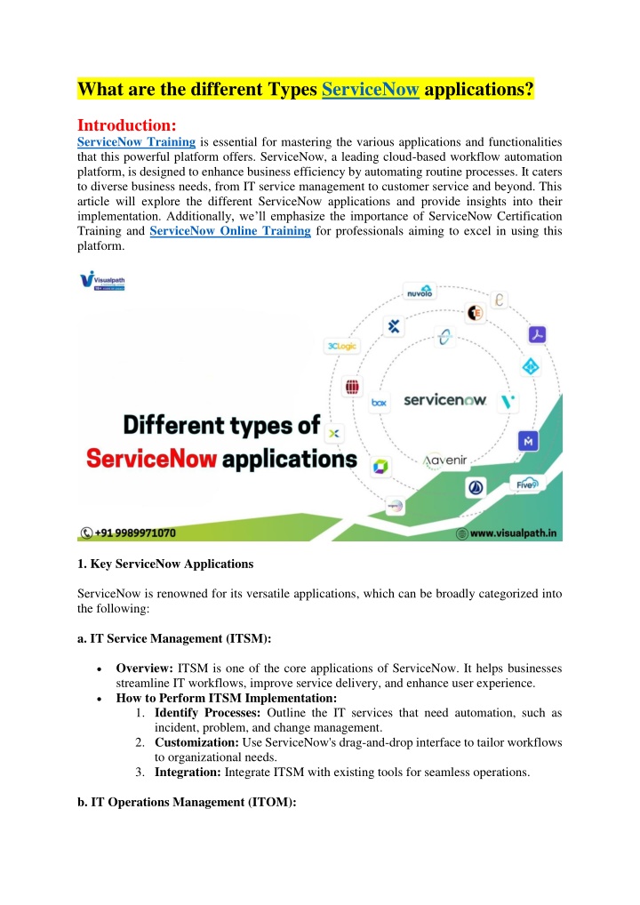 what are the different types servicenow