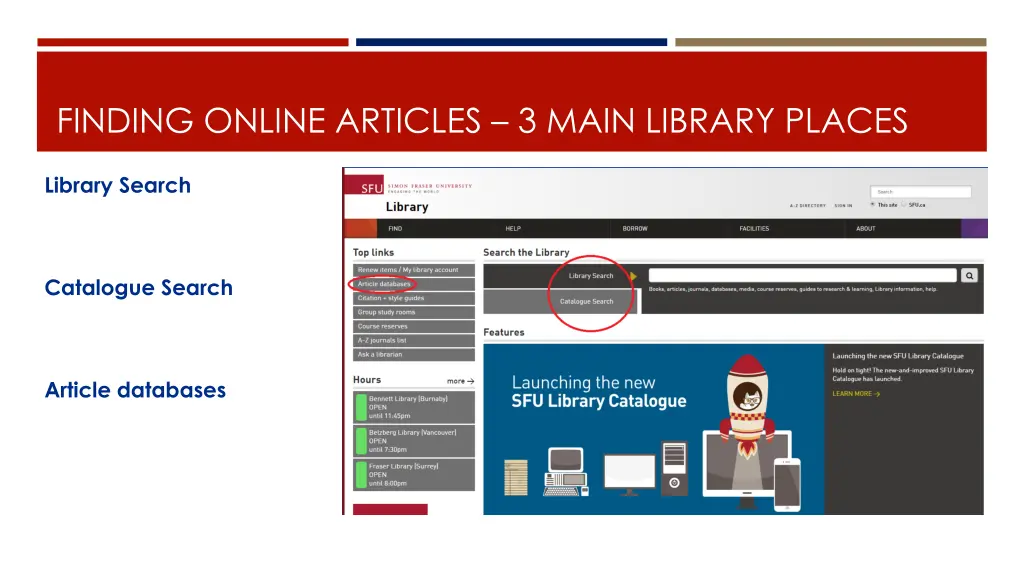 finding online articles 3 main library places