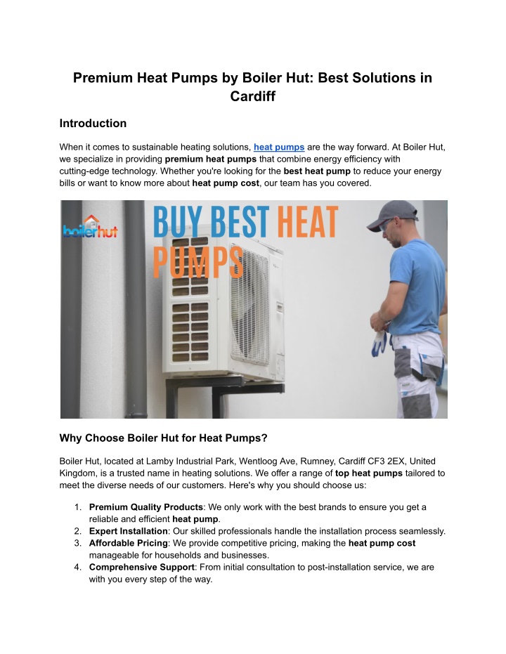 premium heat pumps by boiler hut best solutions