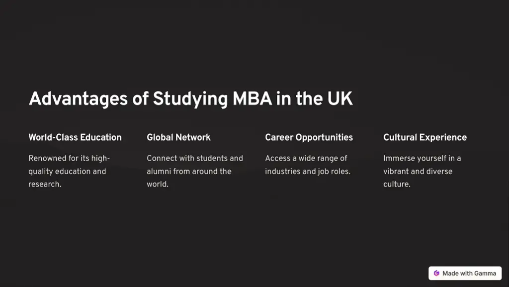 advantages of studying mba in the uk