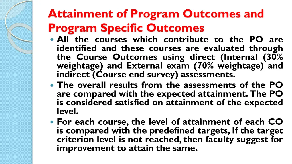 attainment of program outcomes and program