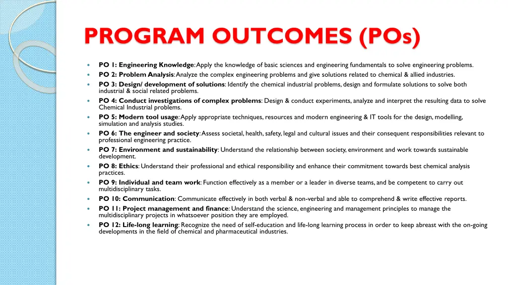 program outcomes pos