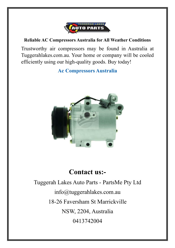 reliable ac compressors australia for all weather