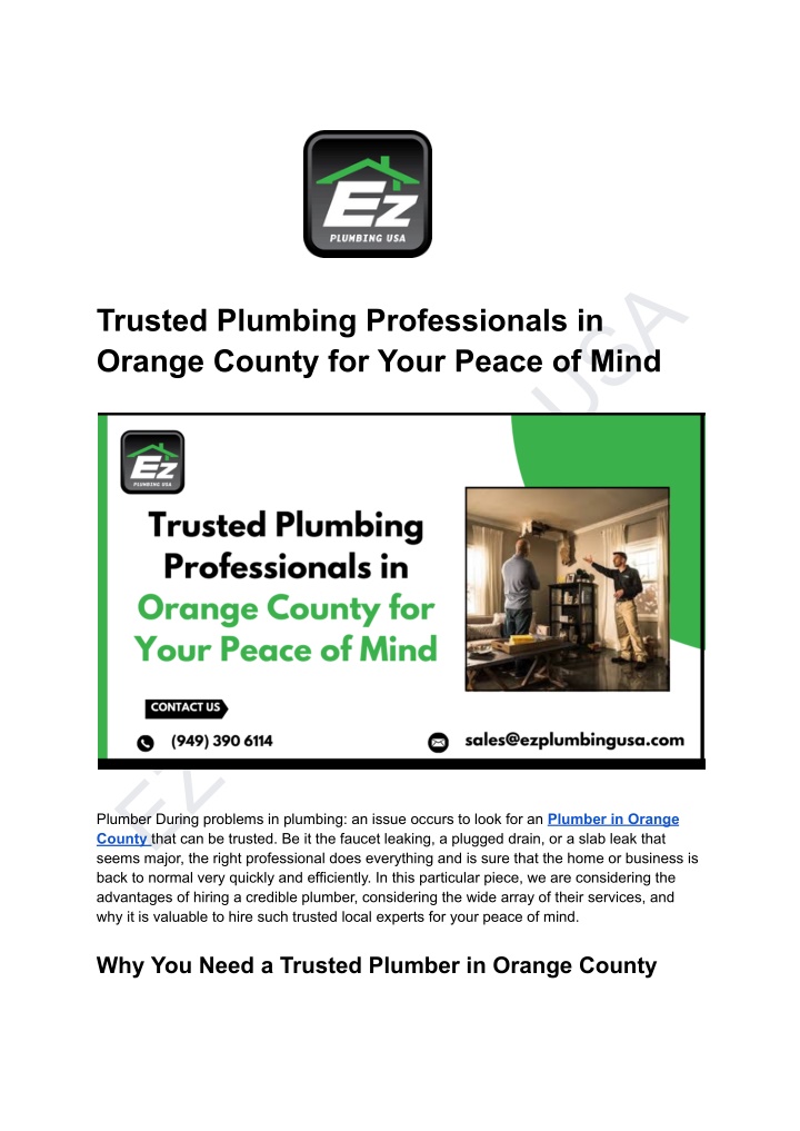 ez plumbing usa seems major the right