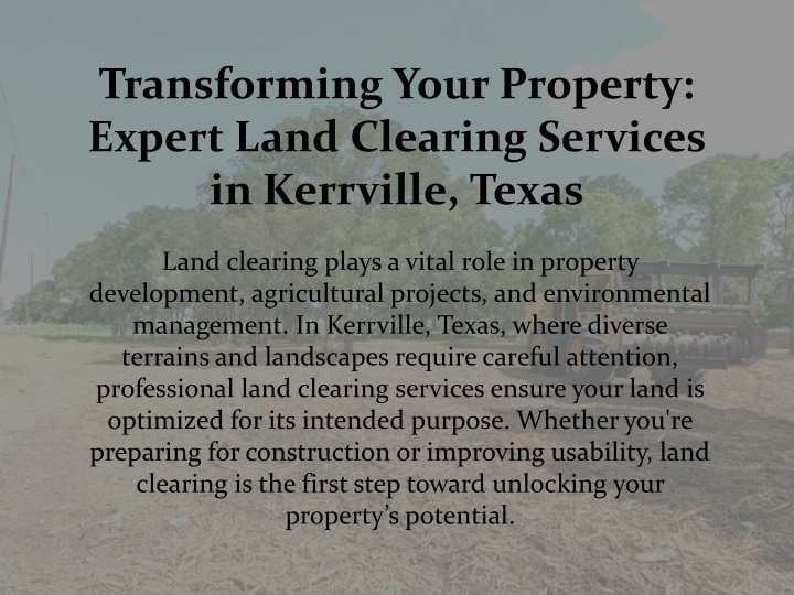 transforming your property expert land clearing