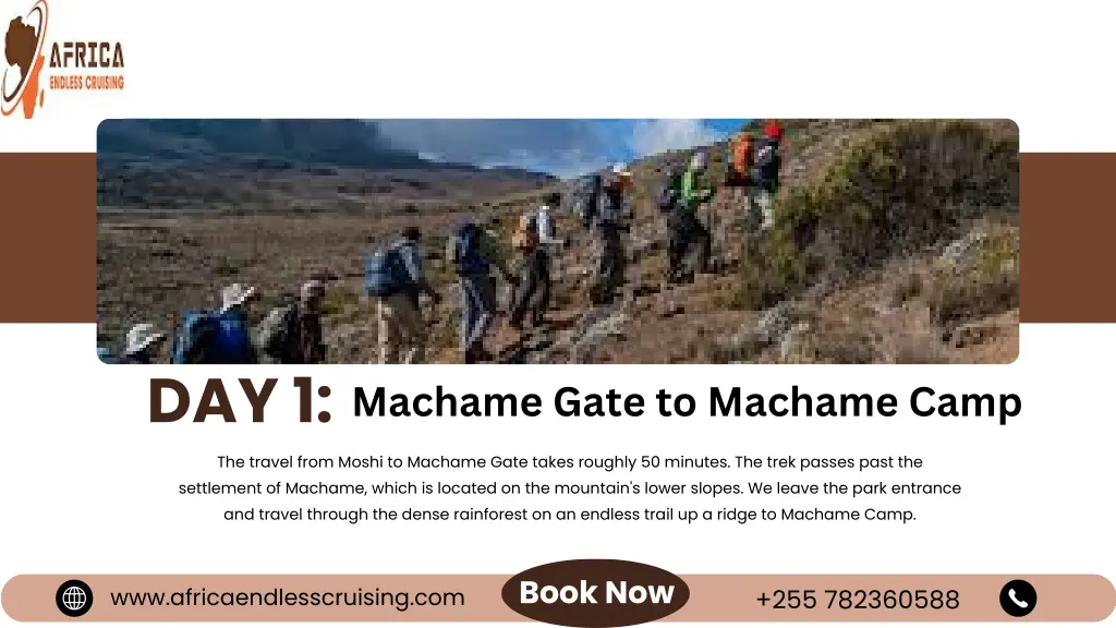 day 1 the travel from moshi to machame gate takes