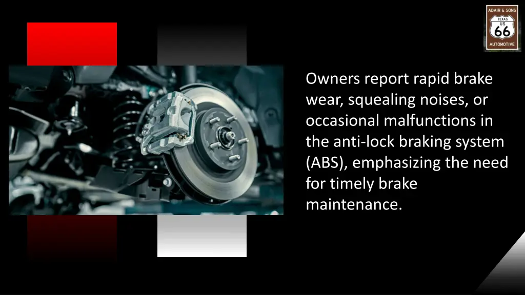 owners report rapid brake wear squealing noises