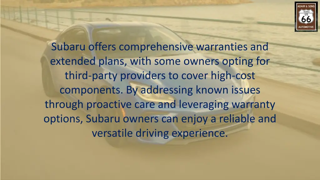 subaru offers comprehensive warranties