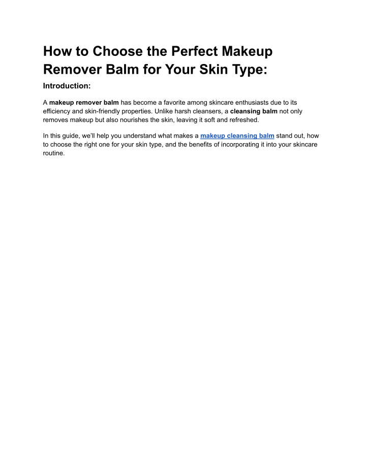 how to choose the perfect makeup remover balm