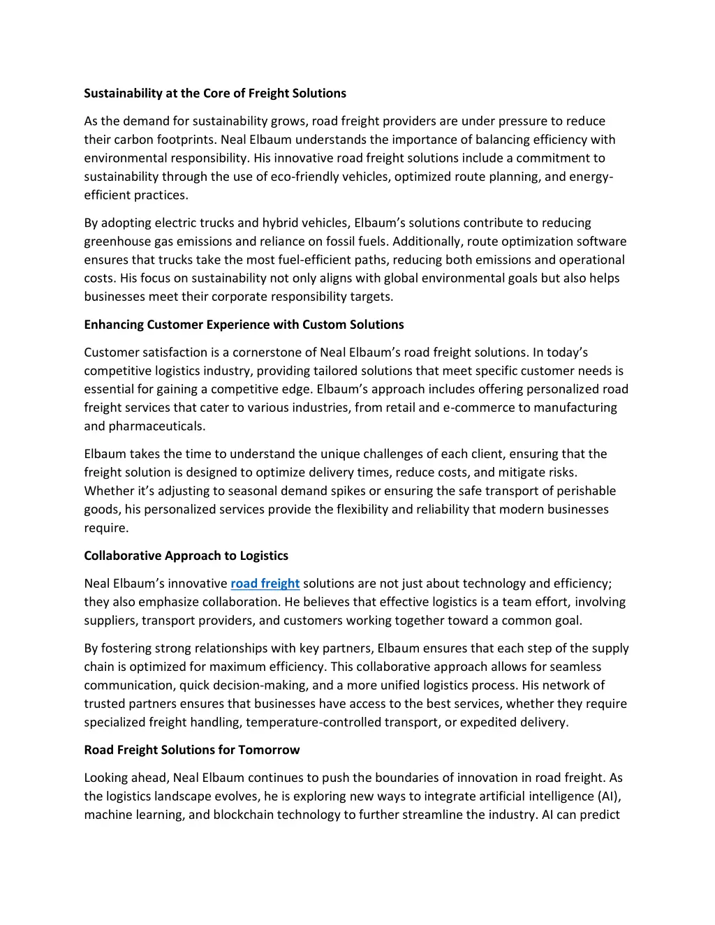 sustainability at the core of freight solutions