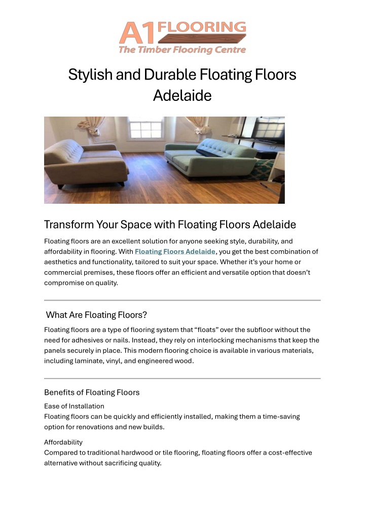 stylish and durable floating floors adelaide