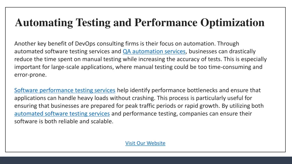 automating testing and performance optimization