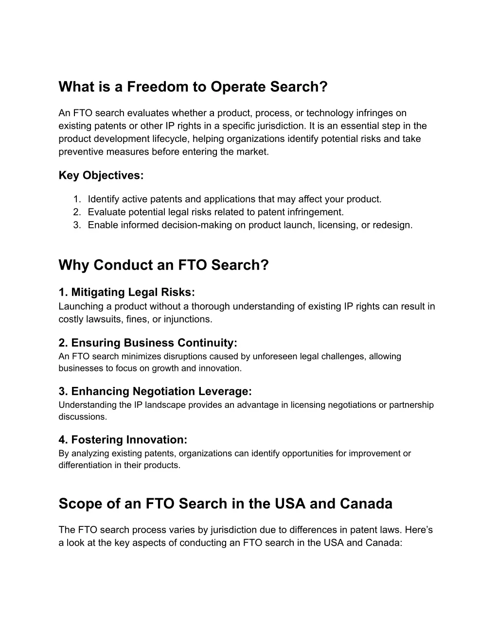 what is a freedom to operate search