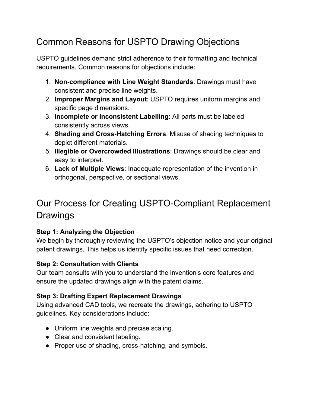 common reasons for uspto drawing objections