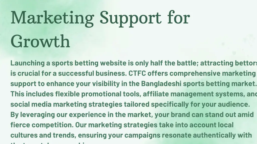 marketing support for growth