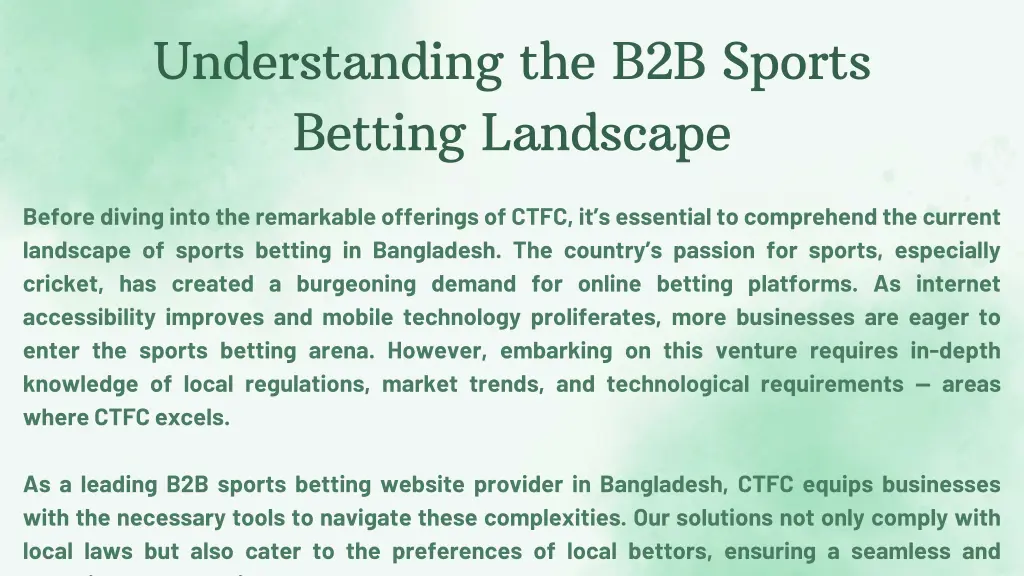 understanding the b2b sports betting landscape