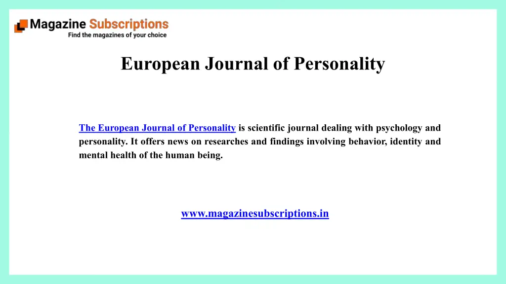 european journal of personality