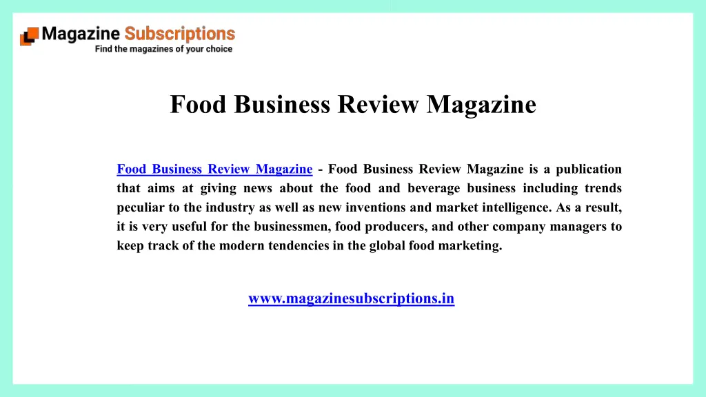 food business review magazine