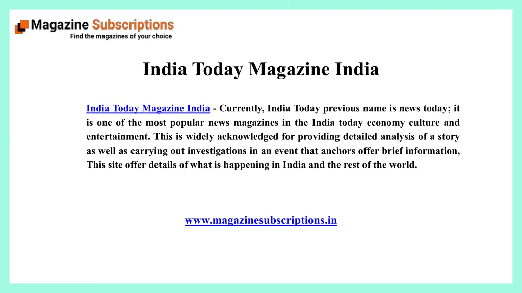 india today magazine india