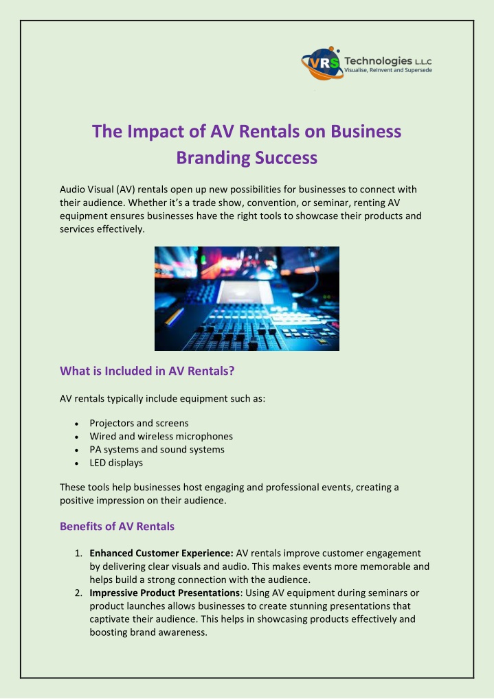 the impact of av rentals on business branding