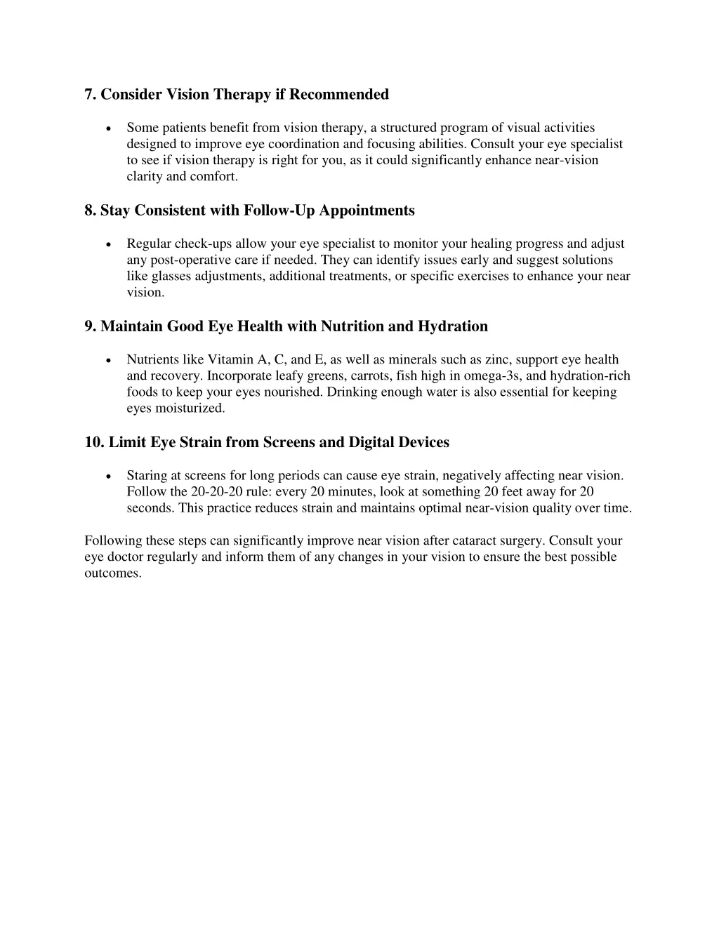 7 consider vision therapy if recommended