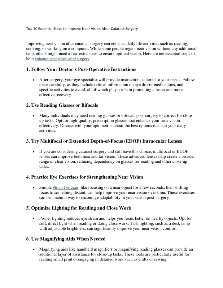 top 10 essential steps to improve near vision