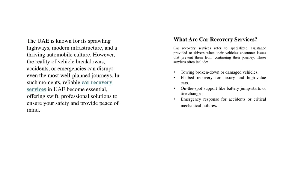 what are car recovery services