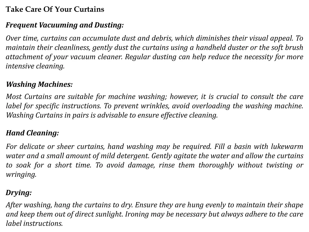 take care of your curtains