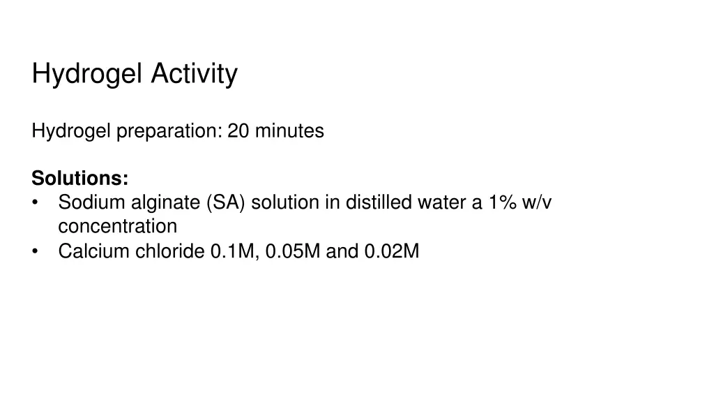 hydrogel activity