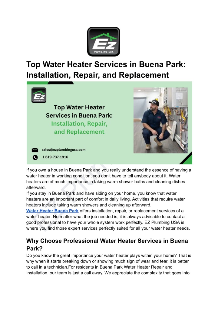 top water heater services in buena park