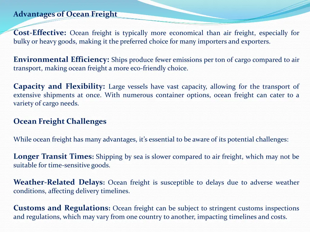 advantages of ocean freight