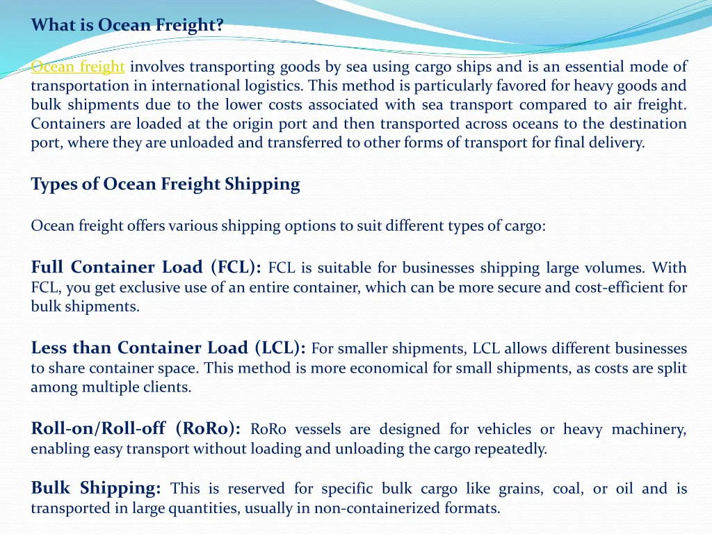 what is ocean freight