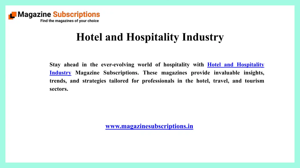 hotel and hospitality industry