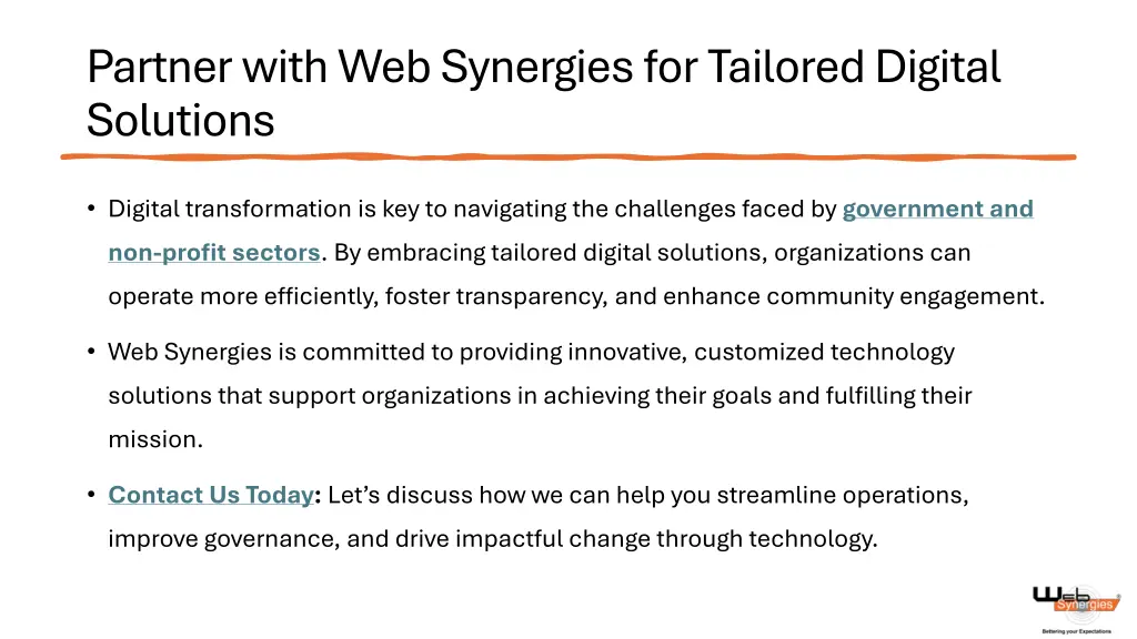 partner with web synergies for tailored digital