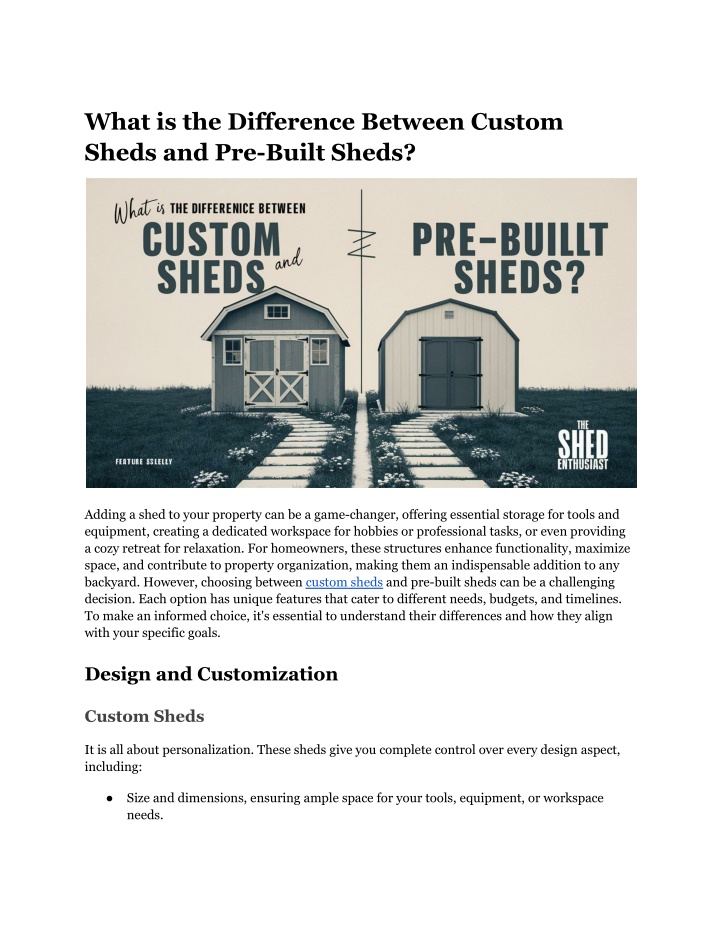 what is the difference between custom sheds