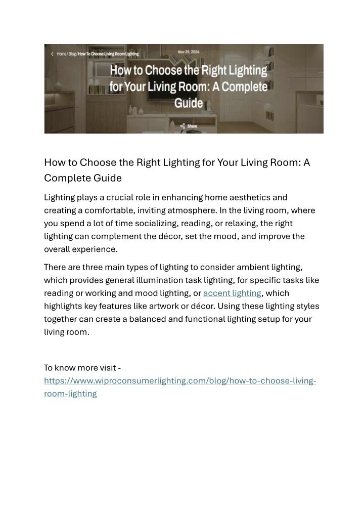 how to choose the right lighting for your living