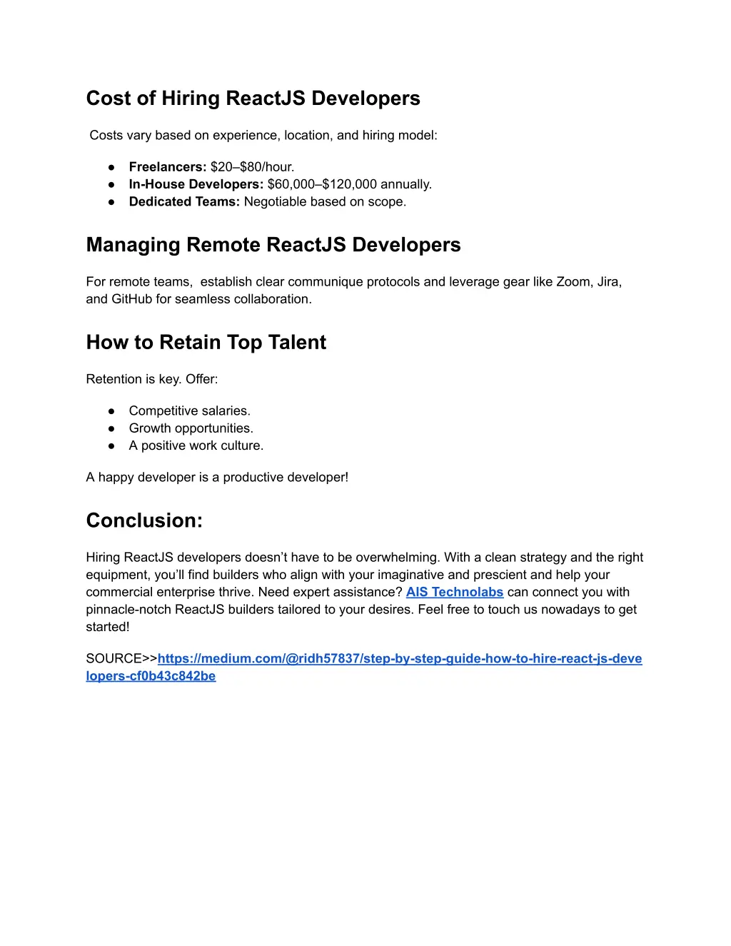 cost of hiring reactjs developers