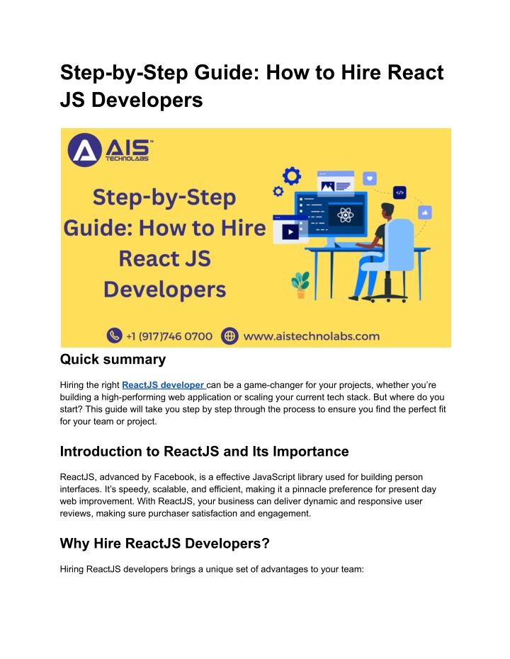 step by step guide how to hire react js developers