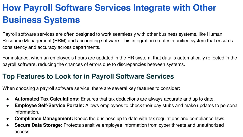 how payroll software services integrate with