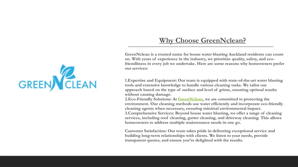 why choose greennclean