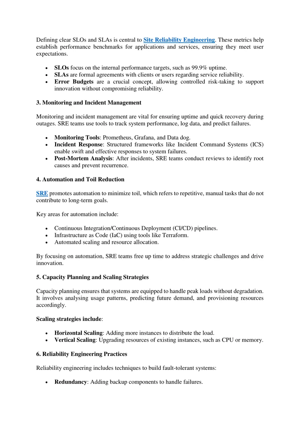 defining clear slos and slas is central to site