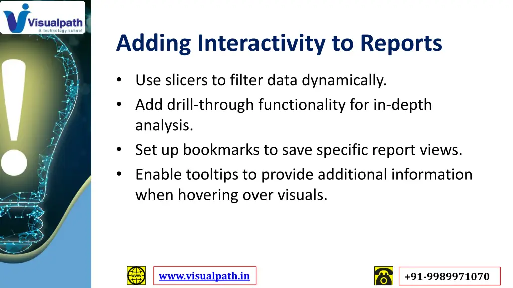 adding interactivity to reports