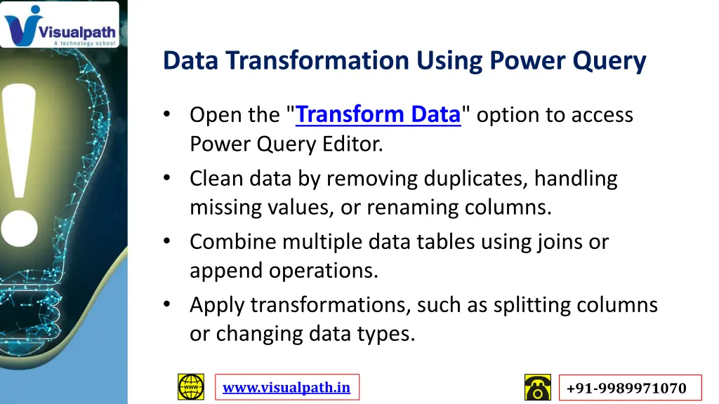 data transformation using power query