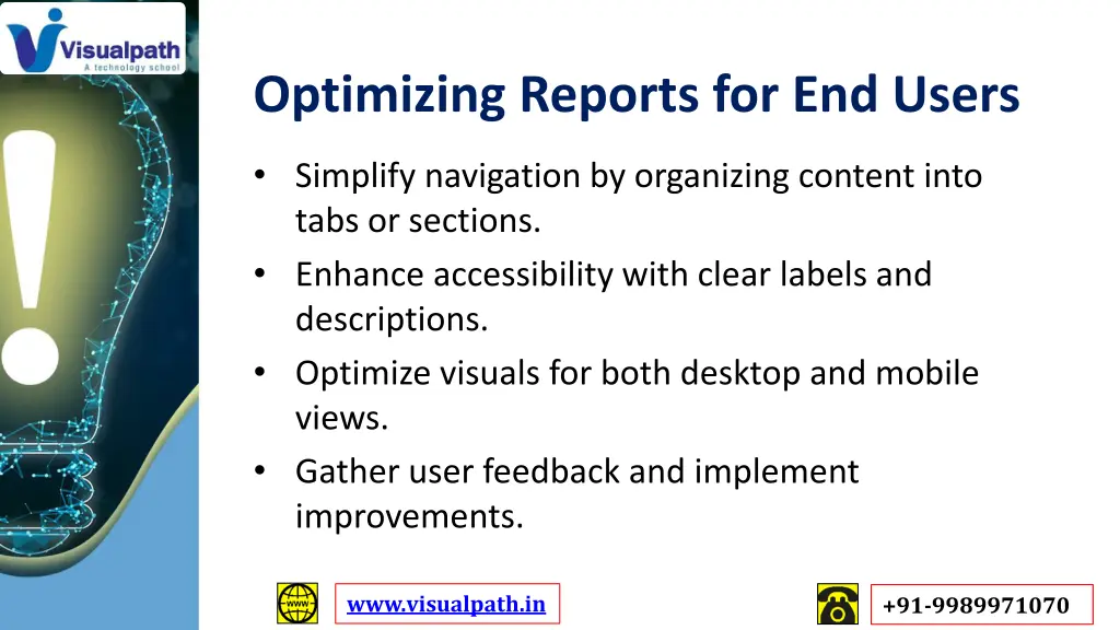 optimizing reports for end users