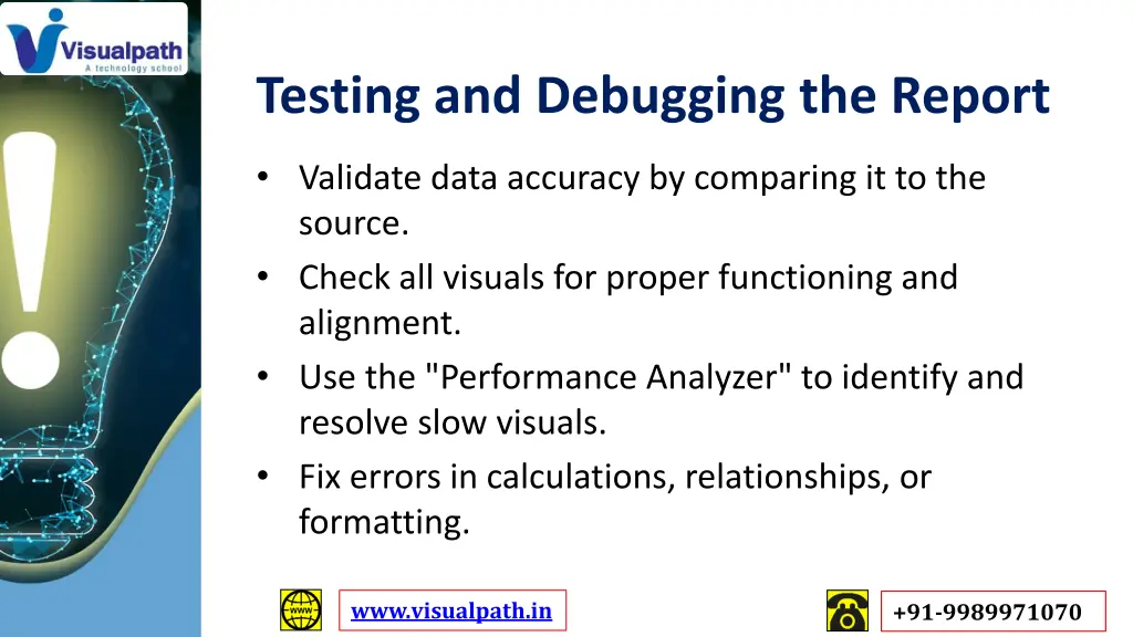 testing and debugging the report